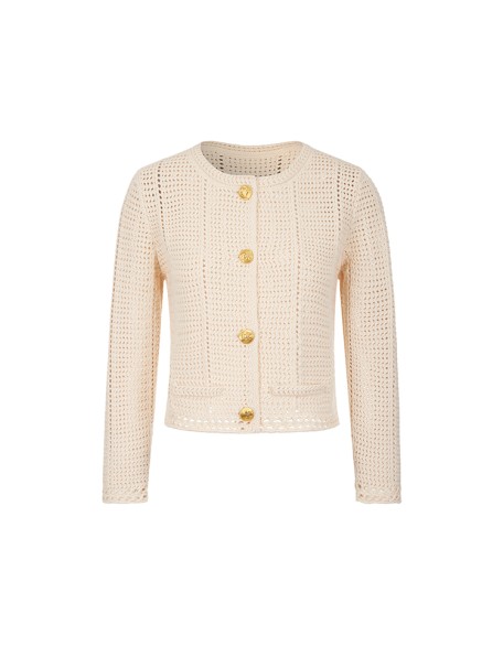 Knitwear manufacturers custom hollowout elegant casual loose knit cotton cardigan women sweater coat knit sweater cardigan women