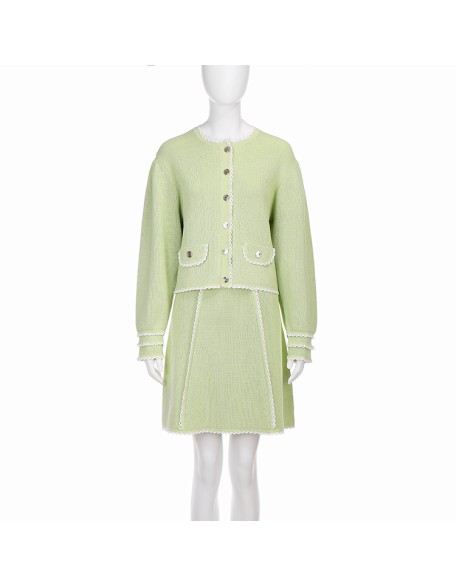 Knitwear manufacturers custom light green high waist lace mini casual short skirts for women knit skirt