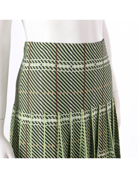 Knitwear manufacturers custom summer check high waist slim knit pleated women's skirt
