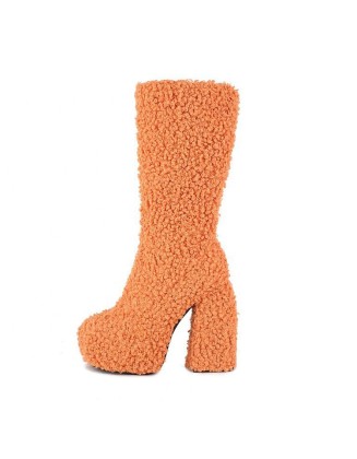Fur upper boots women fashion block heels winter shoes boots for lady and girls in stock shoes