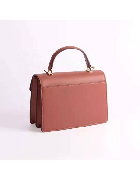Factory Bulk Supply Cappuccino Top Quality Cowhide  Leather Fashion Shoulder rectangle leather handbags