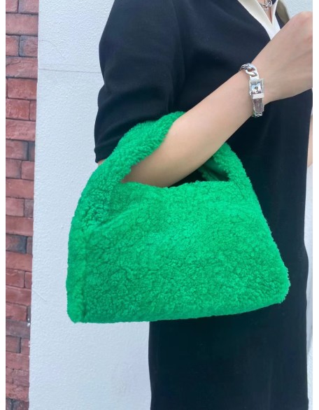 New  arrival classical style sheep fur mini autumn winter handbag for women woollen soft material shoulder bag for ladies
