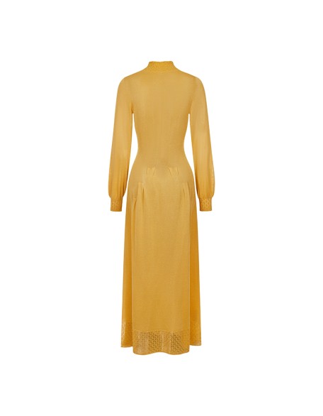 Knitwear manufacturers custom half turtleneck orange maxi casual silk dresses women ladies elegant sweater knit women's dresses