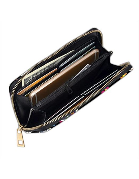 2023 hot sale Vintage Style Custom Printed Oilcloth Long Wallet Women Zipper Coin Purse Clutch