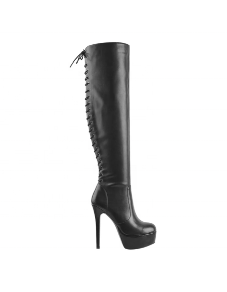Platform high heel fashion boots luxury winter season round toe footwear factory wholesaler price MOQ 30 pairs