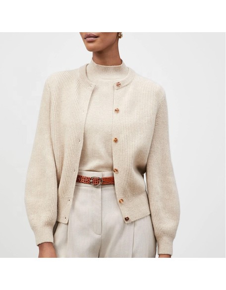 Knitwear manufacturers custom wool elegant casual cardigan women loose sweater for autumn winter knit sweater cardigan women