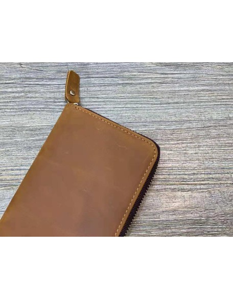 Credit Card Wallet for Men Best Quality Crazy Horse Genuine Leather Coin Purse Zipper Wallets