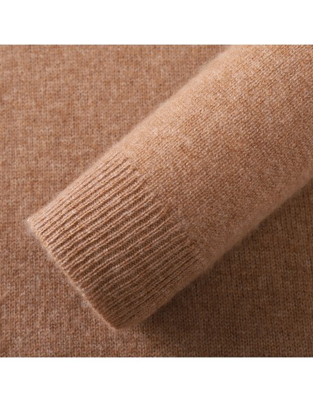 Knitwear manufacturers custom brown turtleneck casual cashmere knitted winter women's pullover sweater tops knit sweater women