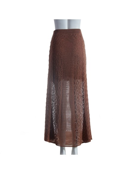 Custom summer beach wear knitted hollow sexy women's dress Maxi knit long skirt woman