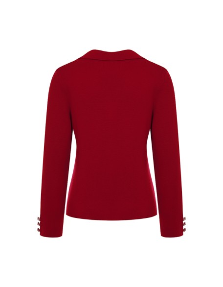 Knitwear manufacturers custom red casual wool blend knitted lady cardigan long sleeve sweater women knit sweater cardigan