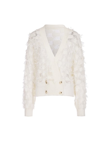 Knitwear manufacturer custom fashion tassels v neck mohair long sleeved women's knitted cardigan sweater