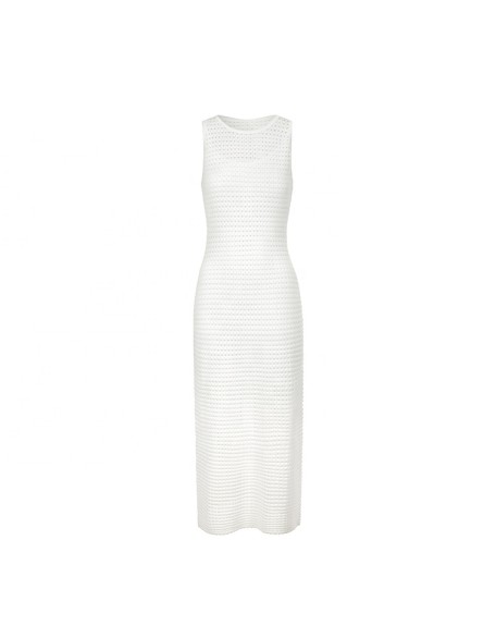 Knitwear manufacturers custom summer white sleeveless elegant casual korean dress women vintage sweater knit women's dresses
