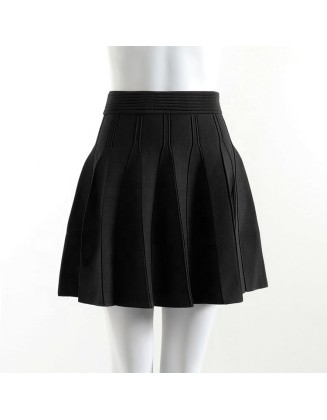 custom 2022 summer New high waisted A word pleated knit skirt black stylish women's skirt