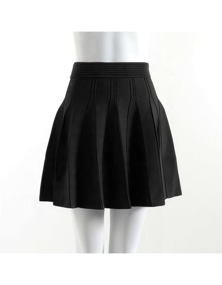 custom 2022 summer New high waisted A word pleated knit skirt black stylish women's skirt