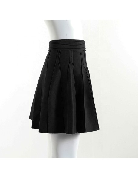 custom 2022 summer New high waisted A word pleated knit skirt black stylish women's skirt